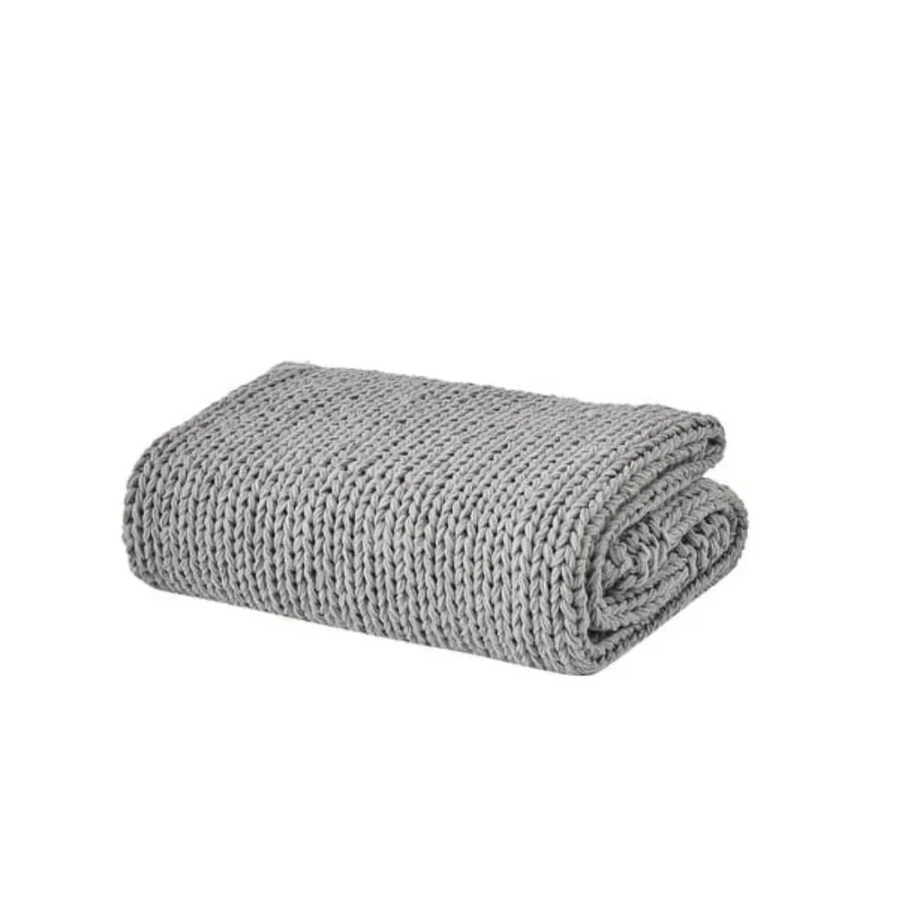 Frye Lord & Taylor NEW Gray Chunky Knit Cozy Warm 50x60 Throw Blanket